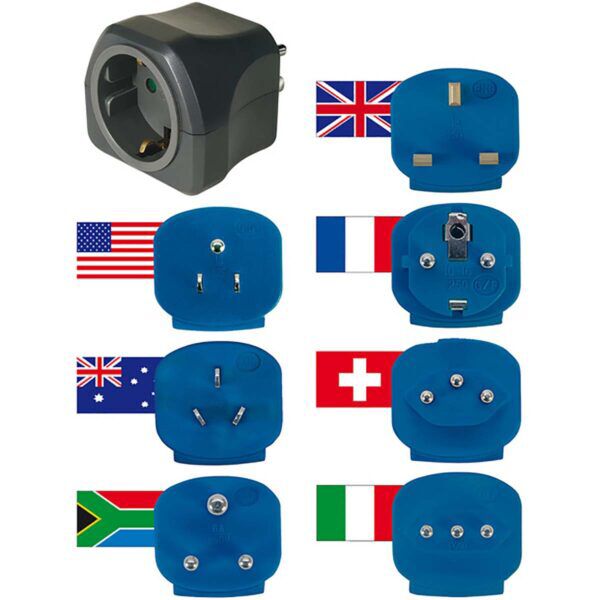 Wereldstekker  / reisadapterset (reisstekkeradapter met diverse opzetstukken voor 150 landen - Afbeelding 3