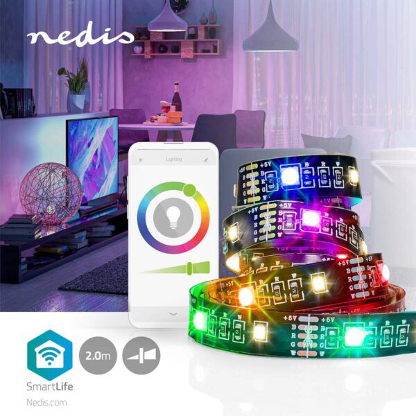SmartLife LED Strip | Bluetooth | RGB / Warm Wit | 2 mtr | IP20 | 2700 K | 380LM - Afbeelding 10