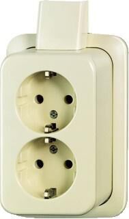 Product thumbnail Busch-Jaeger SI dubbele wandcontactdoos met randaarde opbouw