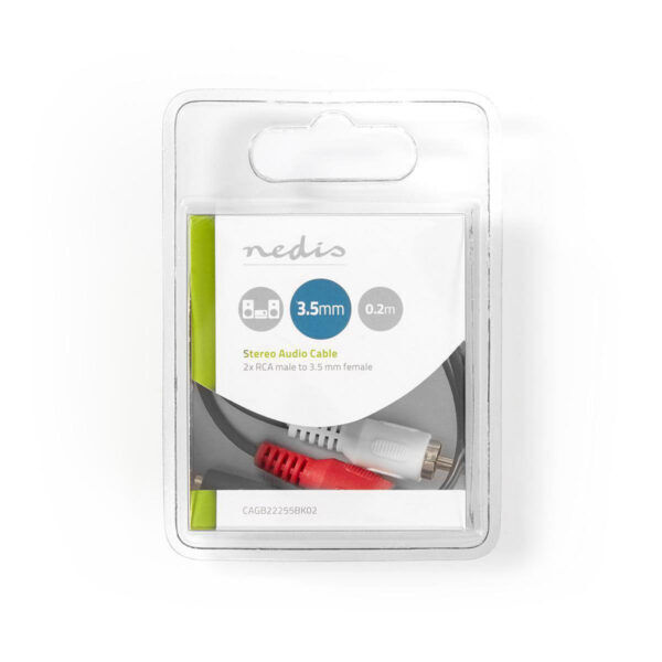 Stereo-Audiokabel | 2x RCA Male - 3,5 mm Female | 0,2 meter - Afbeelding 3