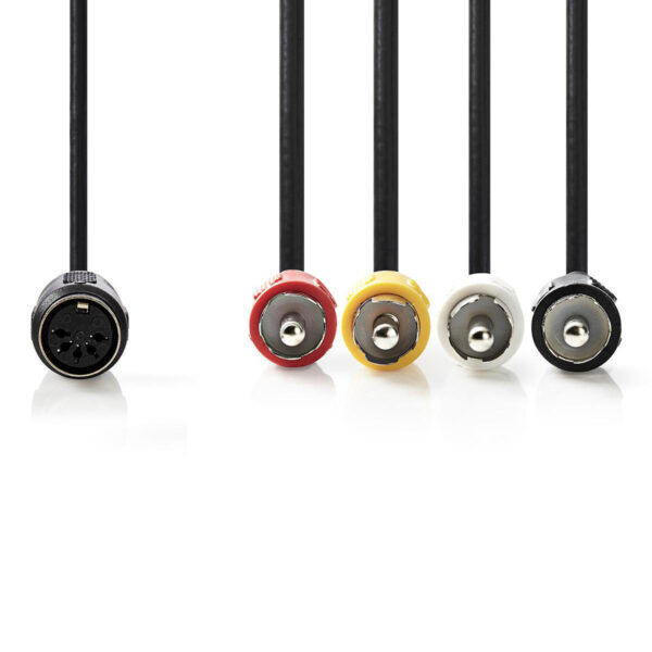 DIN-Audiokabel | DIN 5-Pins Female - 4x RCA Male | 0,2 meter - Afbeelding 2