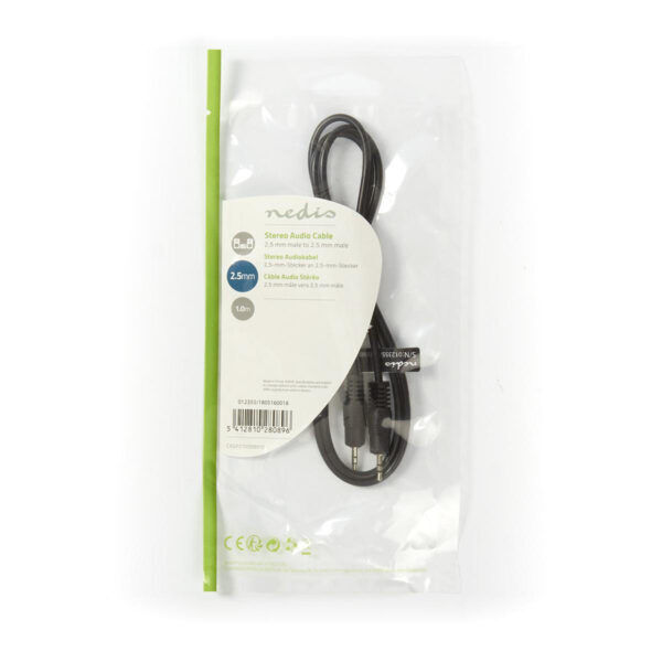 Stereo-Audiokabel | 2,5mm Male - 2,5mm Male | 1 meter | Zwart - Afbeelding 4