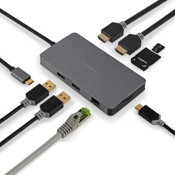 USB Multi-Port Docking Station | USB 3.2 Gen 1 | USB-C Male | Micro SD / RJ45 Female / SD / USB-C Female / 2x HDMI / 2x USB-A Female - Afbeelding 9