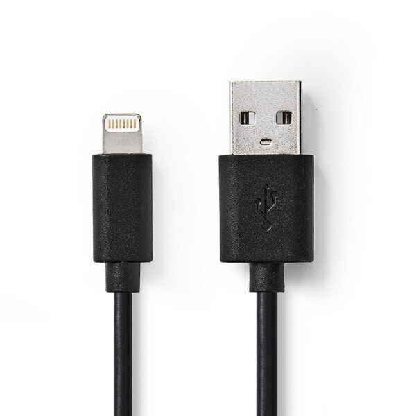 Sync en laad-kabel | Apple Lightning - USB-A Male | 1,0 m | Zwart - Afbeelding 2