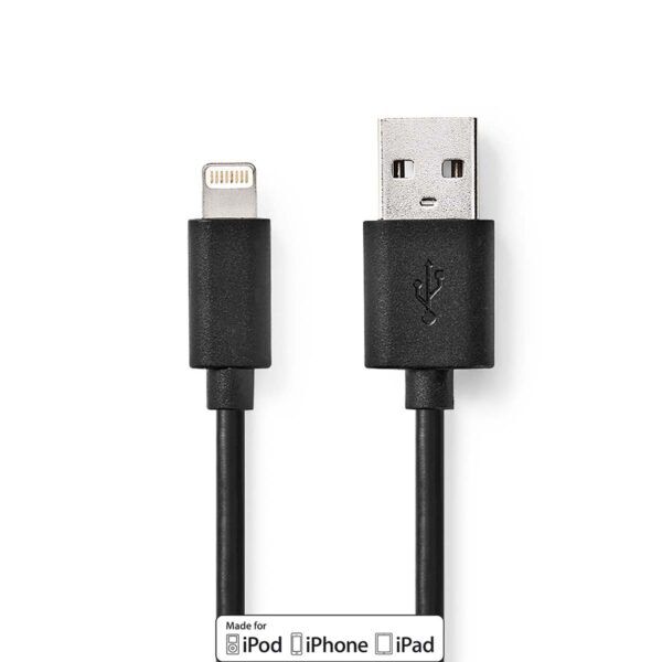 Lightning Kabel | Apple Lightning 8-Pins – USB-A Male | 2 meter | Zwart - Afbeelding 4