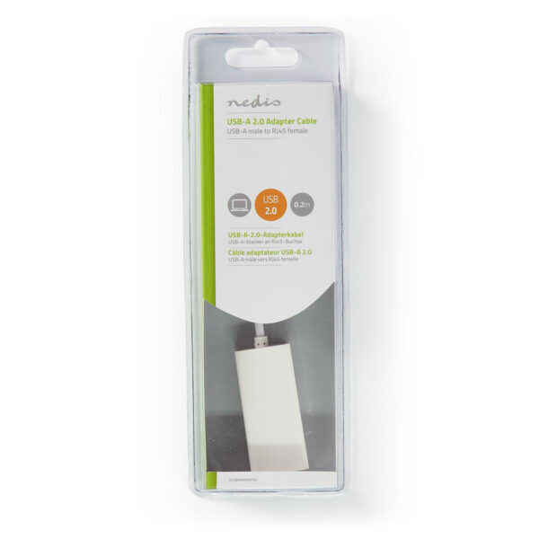USB 2.0-Adapter | USB-A Male - RJ45 Female | 10/100 Mbit | 0,2 m | Wit - Afbeelding 4