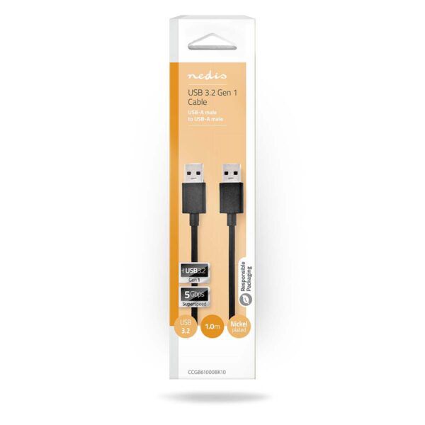 USB 3.2 Gen1 Kabel | USB-A Male | USB-A Male | 1 meter - Afbeelding 3