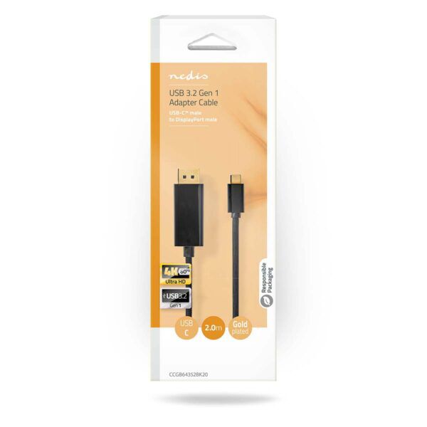 USB-C 3.2 Gen1 Adapter | USB-C Male | DisplayPort Male | 4K@60Hz | 2 meter - Afbeelding 4