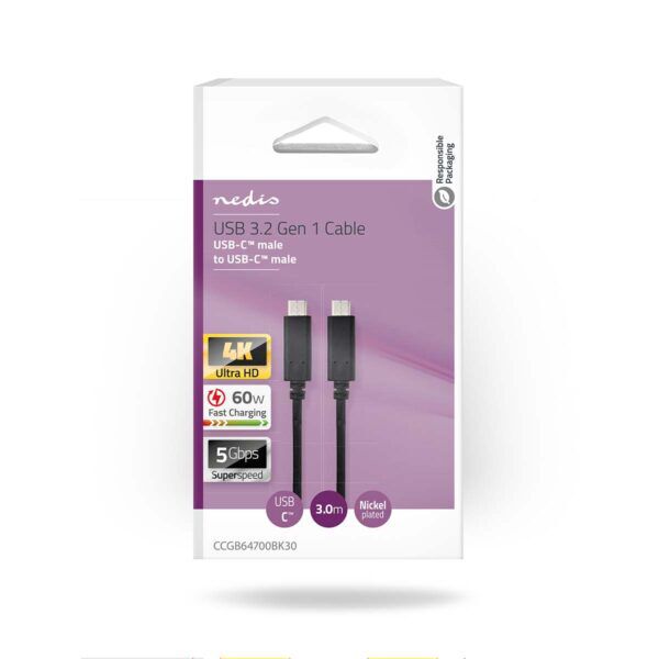 USB 3.2 Gen1 Kabel | USB-C Male | USB-C Male | 4K@60Hz | 3 meter - Afbeelding 3