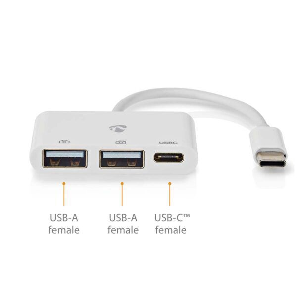 USB-Hub | 1x USB-C | 1x USB-C / 2x USB 2.0 A Female | 3 poort(en) | USB Gevoed - Afbeelding 4