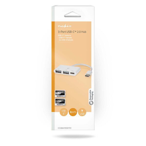 USB-Hub | 1x USB-C | 1x USB-C / 2x USB 2.0 A Female | 3 poort(en) | USB Gevoed - Afbeelding 5
