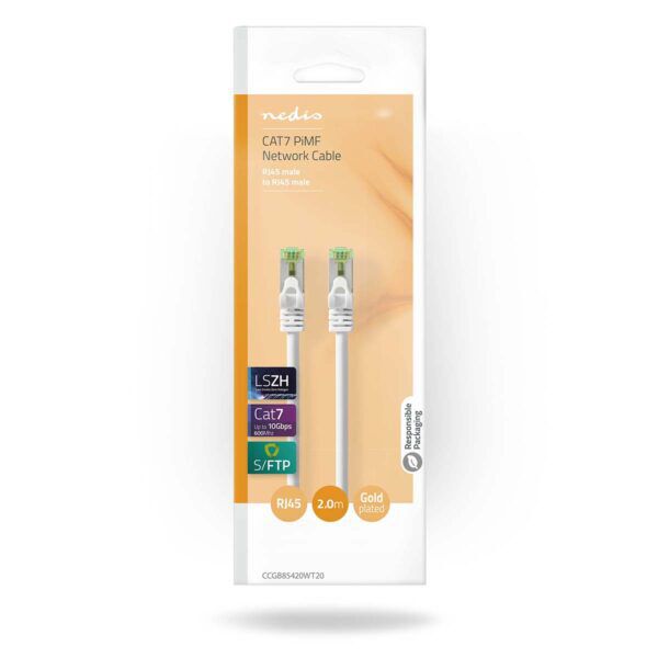 CAT7 Netwerkkabel | FTP | RJ45 Male | RJ45 Male | 1 meter | Wit - Afbeelding 3