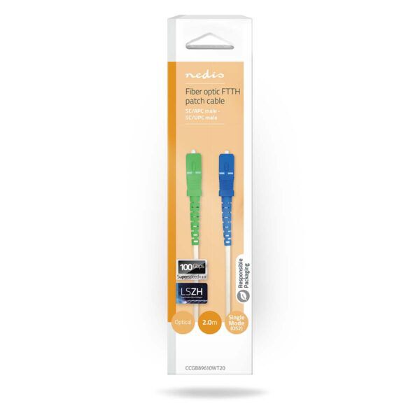 Glasvezel Patchkabel | SMF (Single Mode Phase) | SC/APC | SC/UPC | 100 Gbps | 2 meter - Afbeelding 3
