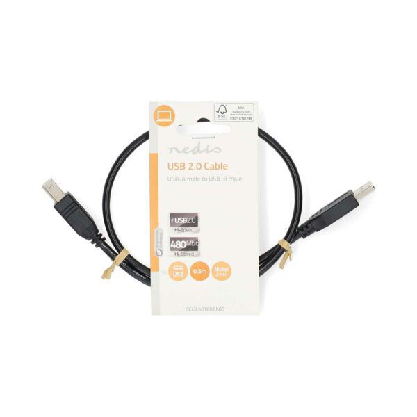 USB 2.0 kabel | USB-A Male | USB-B Male | 0.5 meter | Printerkabel - Afbeelding 3