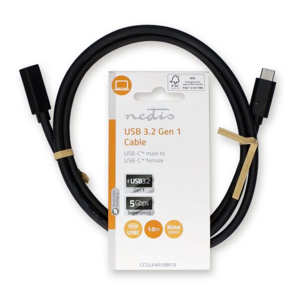 USB 3.2 Gen1 Verlengkabel | USB-C Male | USB-C Female | 4K@60Hz | 1 meter - Afbeelding 3