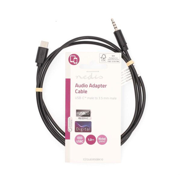USB-C 2.0 Adapter | USB-C Male | 3,5 mm Male | 1 meter - Afbeelding 3