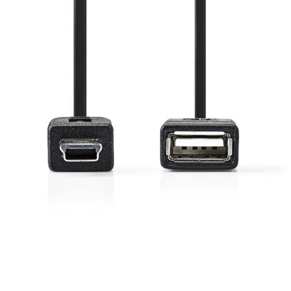 USB 2.0 Micro-B Adapter | Mini 5-Pin Male | USB-A Female | OTG | 0.20 meter