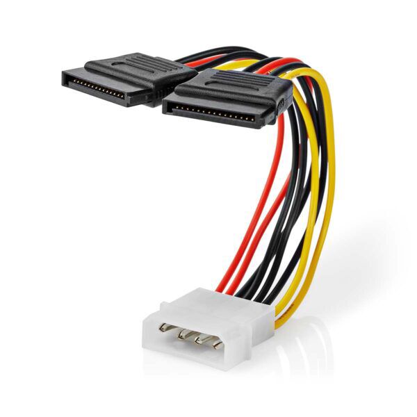 Interne Voedingskabel | Molex Male | 2x SATA 15-Pins Female | 0.15 meter