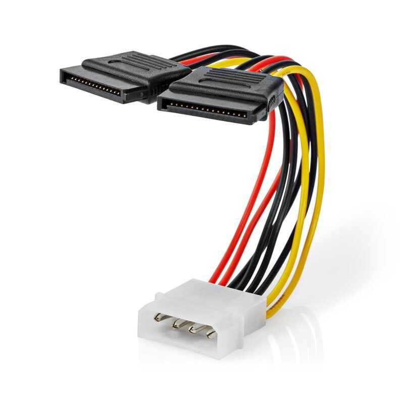 Product thumbnail Interne Voedingskabel | Molex Male | 2x SATA 15-Pins Female | 0.15 meter
