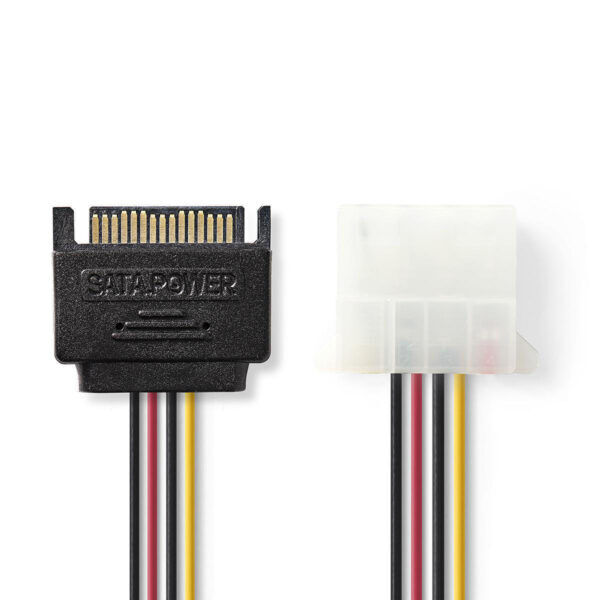 Interne Voedingskabel | SATA 15-Pins Male | Molex Female | 0.15 meter