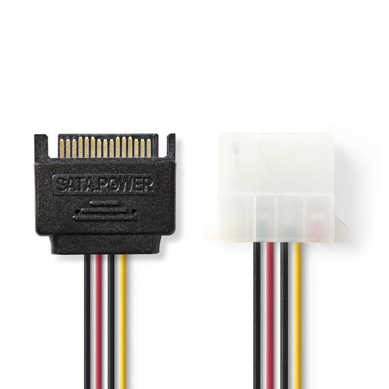 Product thumbnail Interne Voedingskabel | SATA 15-Pins Male | Molex Female | 0.15 meter
