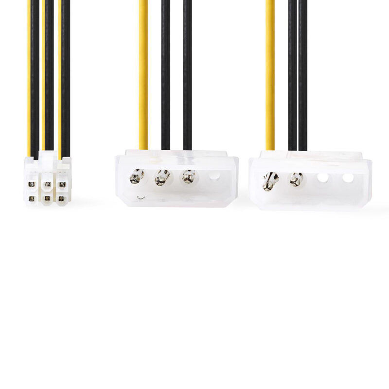 Product thumbnail Interne Voedingskabel | 2x Molex Male | PCI-Express Female | 0.20 meter | Geel/Zwart