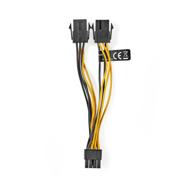 Interne Voedingskabel | EPS 8-Pins Male | 2x PCI-Express Female | 0.20 meter | Geel/Zwart