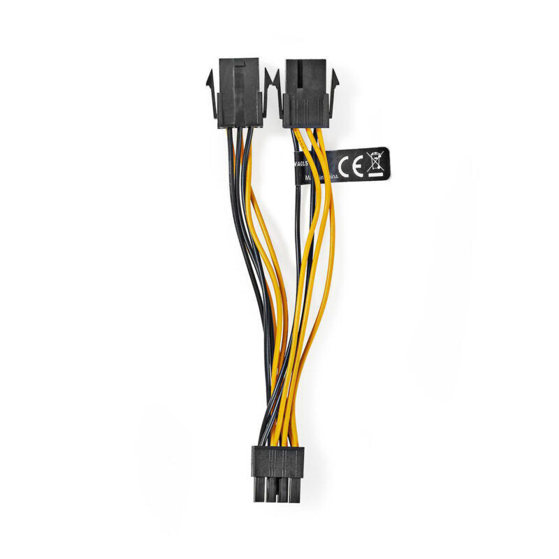 Product thumbnail Interne Voedingskabel | EPS 8-Pins Male | 2x PCI-Express Female | 0.20 meter | Geel/Zwart