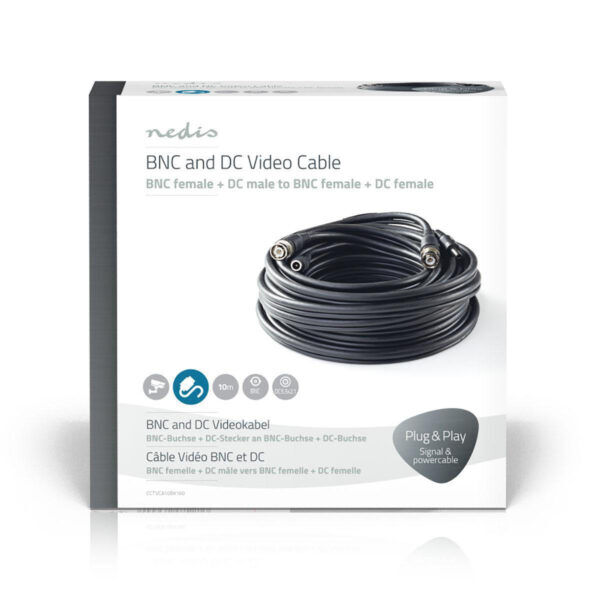 CCTV-Security Kabel | BNC + DC | 10 m | Zwart - Afbeelding 3