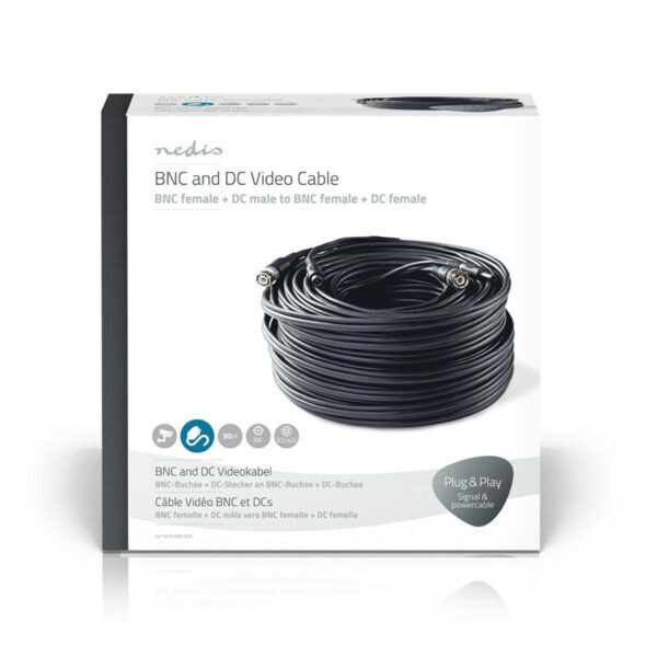 CCTV-Security Kabel | BNC + DC | 30 m | Zwart - Afbeelding 2
