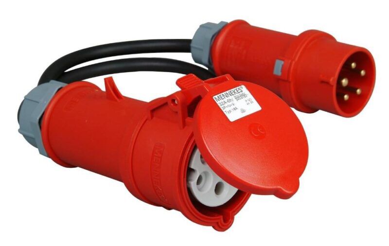 Product thumbnail CEE verloopsnoer 5-polig 16A/400V met fasewisselaar naar 5-polig 32A contra