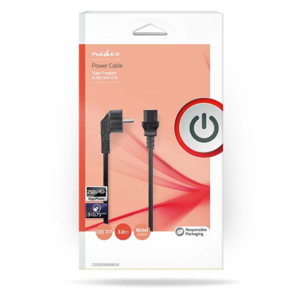 Voedingkabel | Schuko - C13 | 3 meter | Zwart - Afbeelding 3