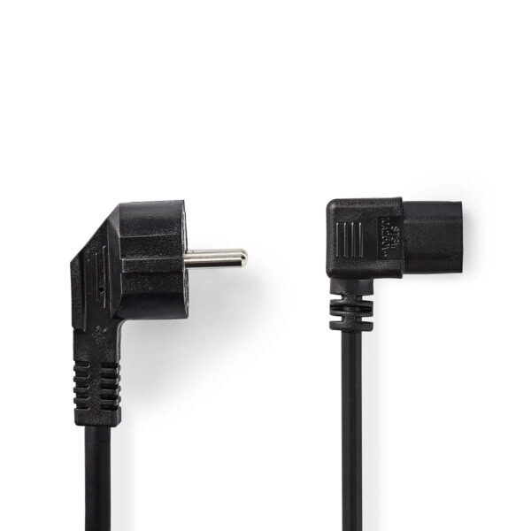 Voedingssnoer | Schuko – C13 | 2 meter | Haaks | Zwart