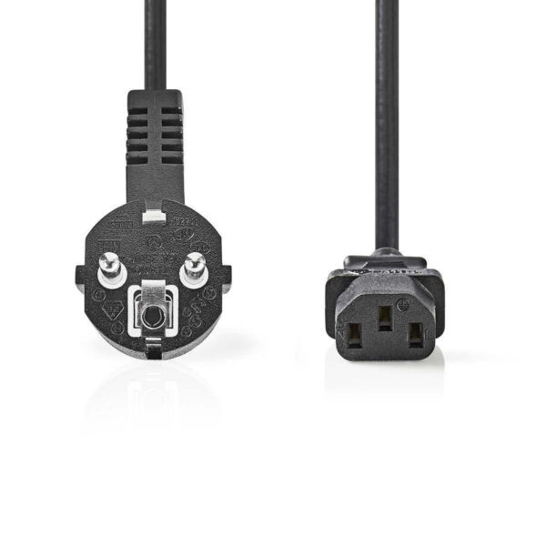 Voedingssnoer | Schuko – C13 | 10 meter | Haaks | Zwart