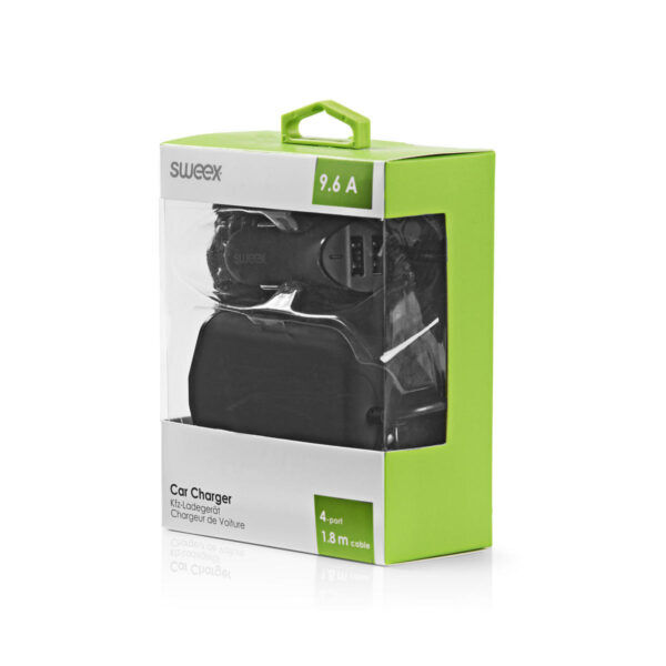 Autolader 4-Uitgangen 9.6 A USB Zwart - Afbeelding 2