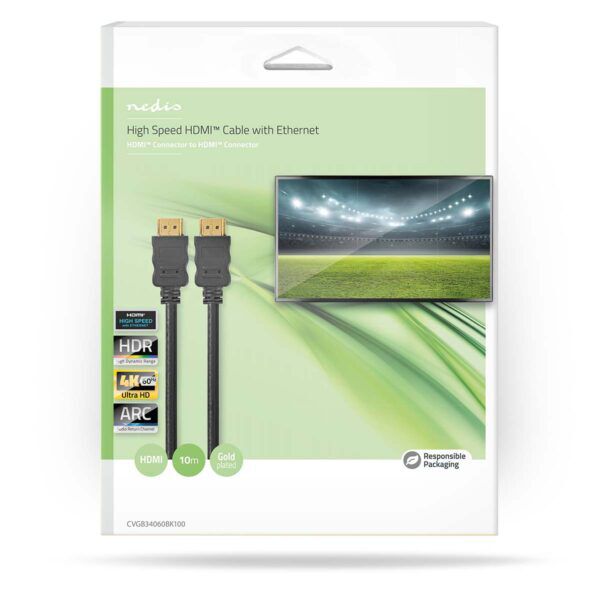 HDMI-Kabel met Ethernet | 4K@60Hz | ARC | 10 meter | Zwart - Afbeelding 3