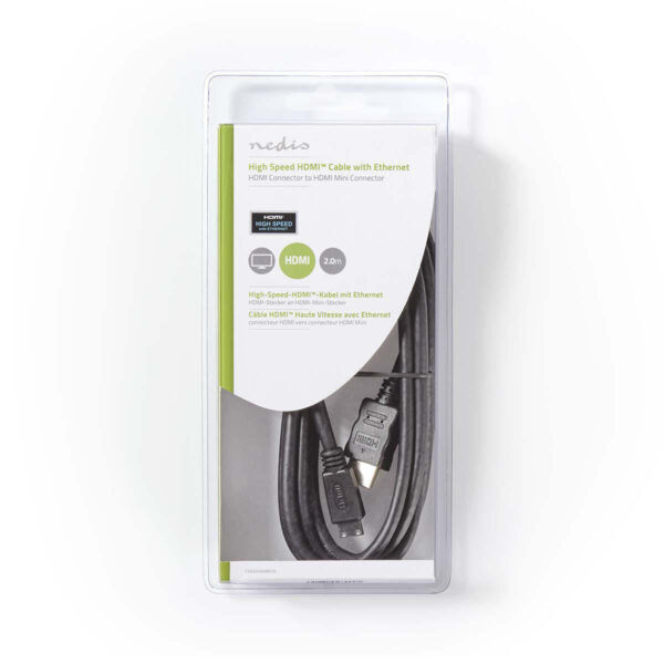 HDMI-kabel met Ethernet | HDMI-mini-connector | 2 meter | Zwart - Afbeelding 2