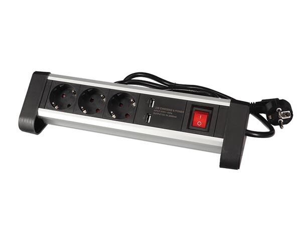 Product thumbnail 3-VOUDIGE DESKTOP-STEKKERDOOS MET 2 USB-POORTEN - 2.4 A - RANDAARDE