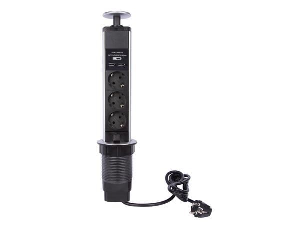 Product thumbnail POP-UP STEKKERBLOK MET 3 STOPCONTACTEN - 2 x USB - RANDAARDE