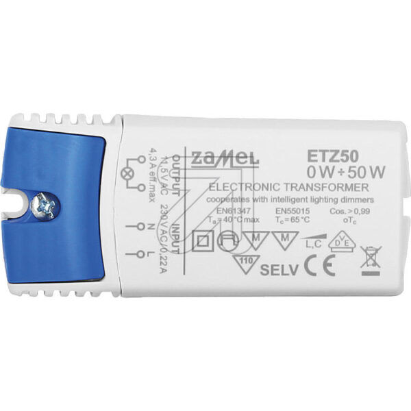 ETZ elektronische LED/halogeen-trafo 0.1 tot 50Watt - Afbeelding 2