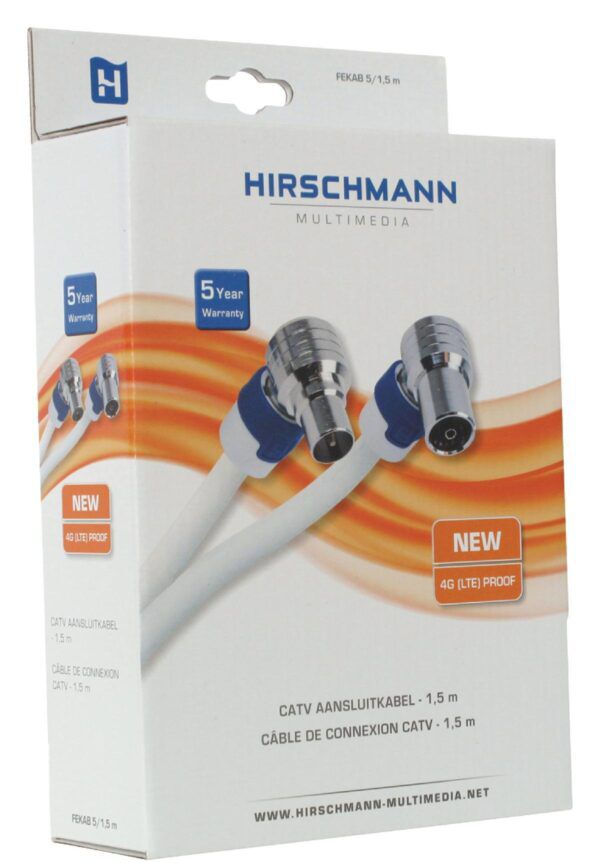 1,5 meter 4G Proof Coaxkabel FEKAB Male - Female Wit - Afbeelding 2