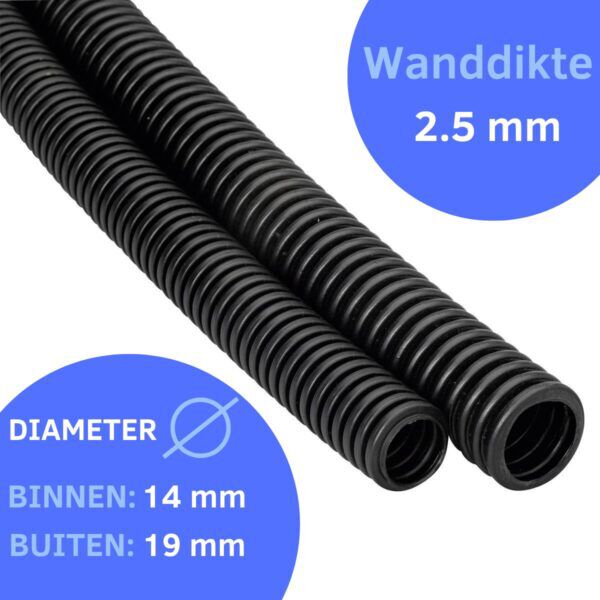 Zwarte flexibele PVC buis 3/4" 19mm geribd - Afbeelding 2