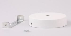 Product thumbnail Plafondkap metaal 100x23,5mm met gat 10,3mm voor trekontlasting compleet met beugel mat wit