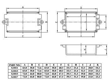 Product thumbnail BEHUIZING 65 x 38 x 27mm MET MONTAGEGATEN EN KABELUITSPARINGEN - ZWART