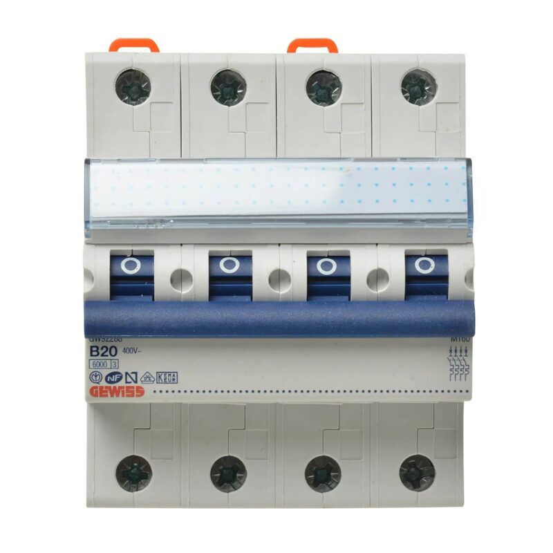 Product thumbnail Gewiss Installatieautomaat B20 3P+N 20A B karakteristiek