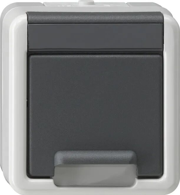 Product thumbnail Gira Spatwaterdichte Enkele Wandcontactdoos met klapdeksel (compleet)