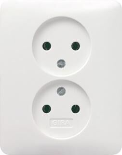 Product thumbnail Gira ST55 wandcontactdoos tweevoudig zuiver wit glans