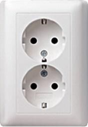 Product thumbnail Gira ST55 wandcontactdoos tweevoudig met randaarde zuiver wit glans