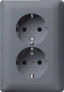 Product thumbnail Gira Systeem55 wandcontactdoos 2-voudig met randaarde mat antraciet
