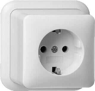 Product thumbnail Gira zuiver wit opbouw wandcontactdoos met randaarde